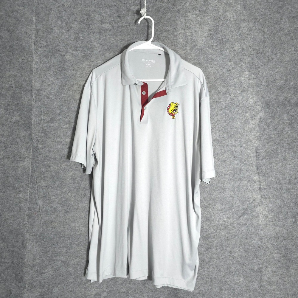 Columbia Golf Polo Mens 2XL Grey Omni-Wick Ferris State Bulldog Mascot 20F17MP